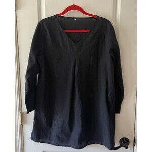 Unbranded Women’s Size 4X Black Lagenlook Tunic Shirt With Pockets C31